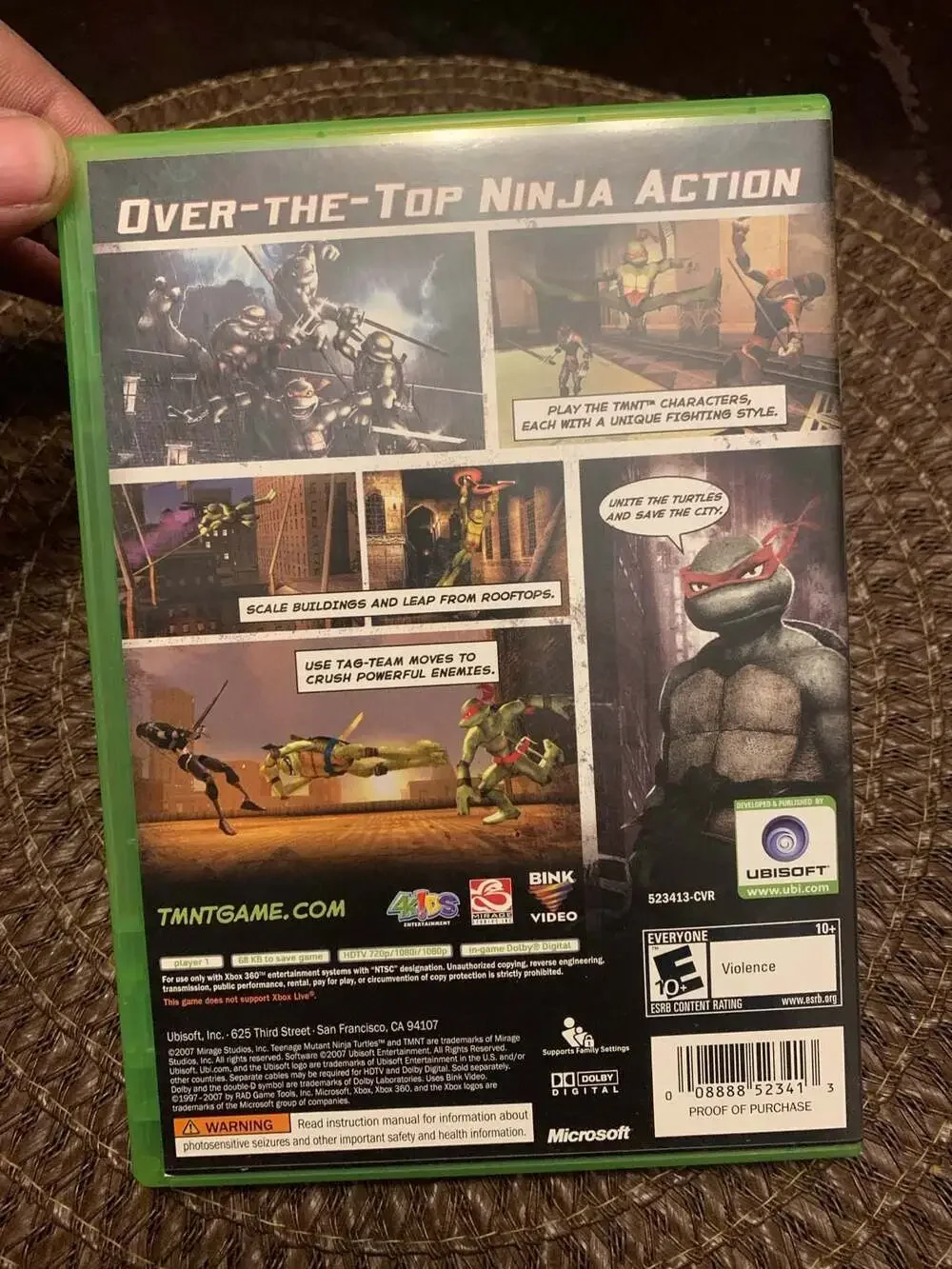 TMNT Teenage Mutant Ninja Turtles Xbox 360 Video Game Complete